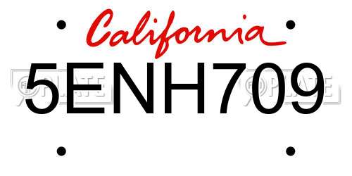 5ENH709 California License Plate