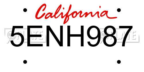 5ENH987 California License Plate