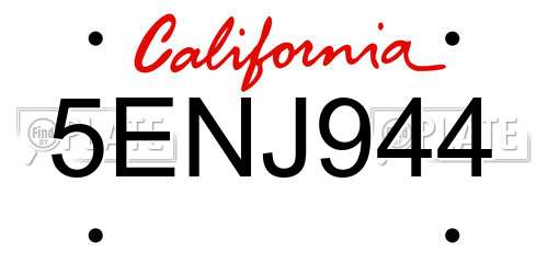 5ENJ944 California License Plate