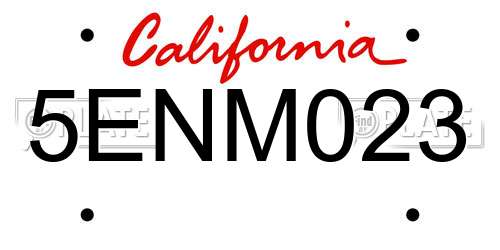 5ENM023 California License Plate