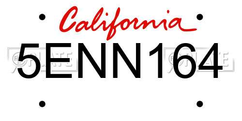 5ENN164 California License Plate