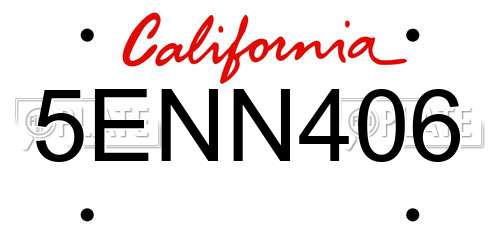 5ENN406 California License Plate