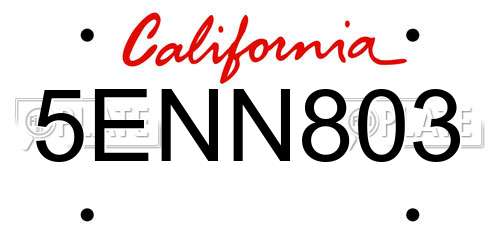 5ENN803 California License Plate