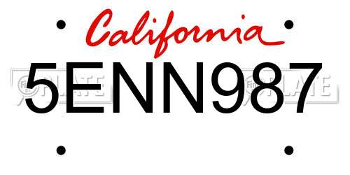 5ENN987 California License Plate