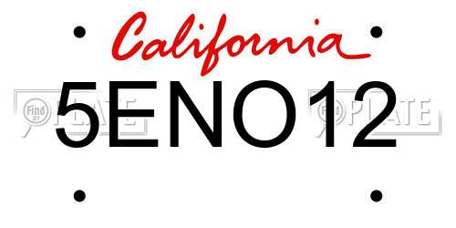 5ENO12 California License Plate
