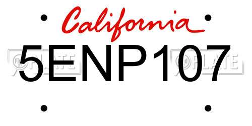 5ENP107 California License Plate