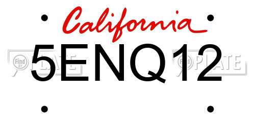 5ENQ12 California License Plate