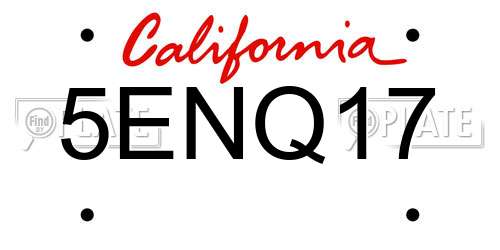 5ENQ17 California License Plate
