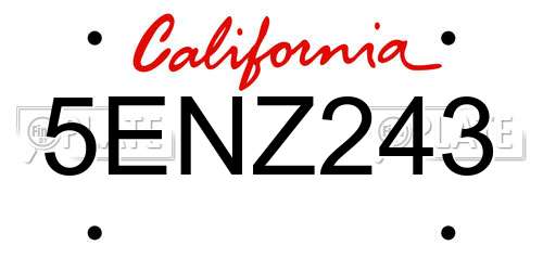 5ENZ243 California License Plate