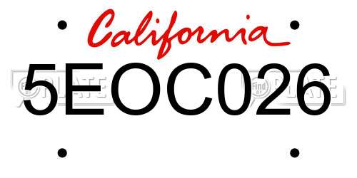 5EOC026 California License Plate