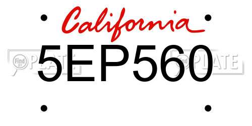 5EP560 California License Plate