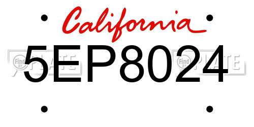 5EP8024 California License Plate