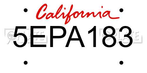 5EPA183 California License Plate