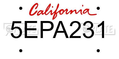 5EPA231 California License Plate