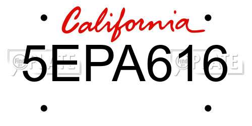5EPA616 California License Plate