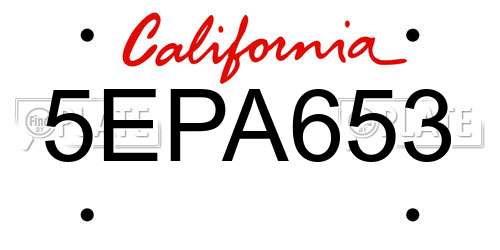 5EPA653 California License Plate