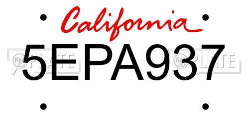 5EPA937 California License Plate