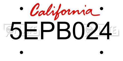 5EPB024 California License Plate