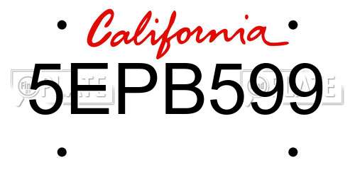 5EPB599 California License Plate