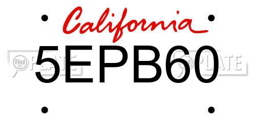 5EPB60 California License Plate
