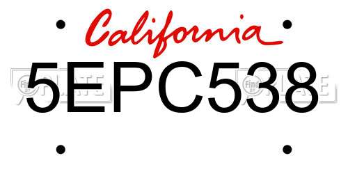 5EPC538 California License Plate