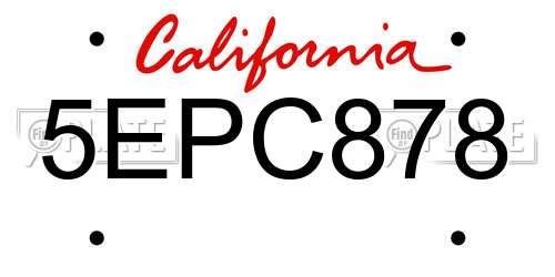 5EPC878 California License Plate