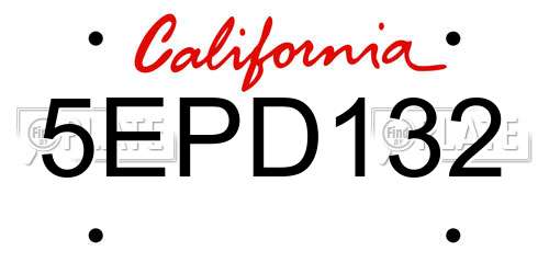 5EPD132 California License Plate