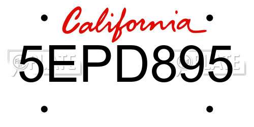 5EPD895 California License Plate