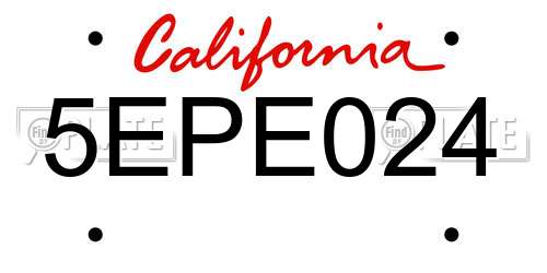5EPE024 California License Plate