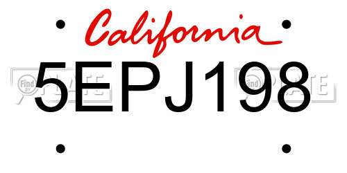 5EPJ198 California License Plate