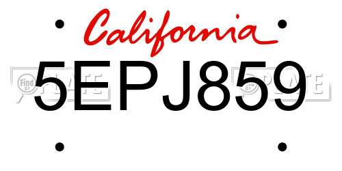5EPJ859 California License Plate