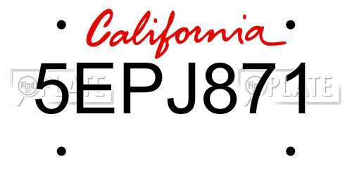 5EPJ871 California License Plate