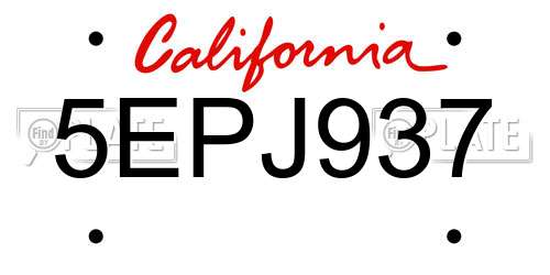 5EPJ937 California License Plate