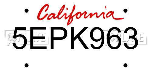 5EPK963 California License Plate