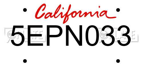 5EPN033 California License Plate