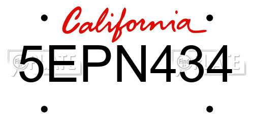 5EPN434 California License Plate