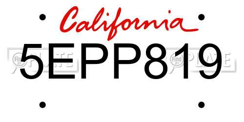5EPP819 California License Plate