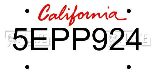 5EPP924 California License Plate