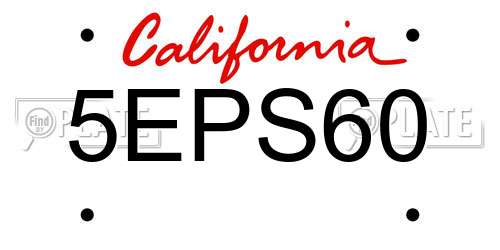 5EPS60 California License Plate