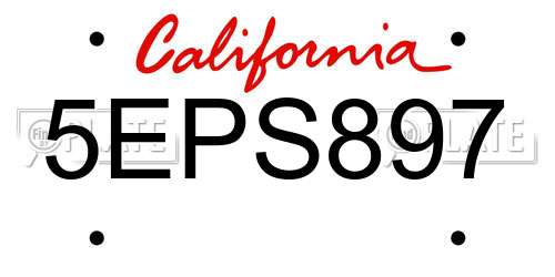 5EPS897 California License Plate