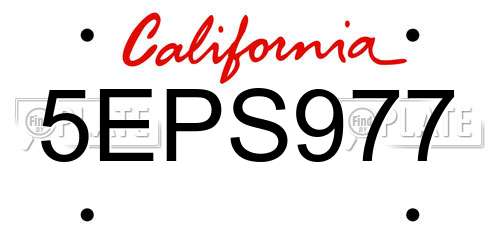 5EPS977 California License Plate
