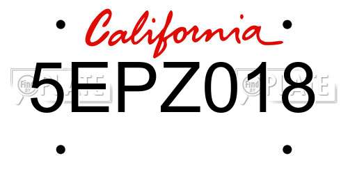 5EPZ018 California License Plate