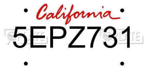 5EPZ731 California License Plate