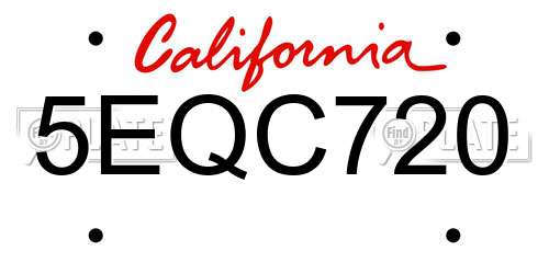 5EQC720 California License Plate