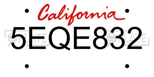 5EQE832 California License Plate