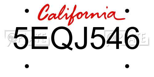 5EQJ546 California License Plate