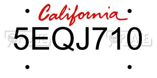 5EQJ710 California License Plate