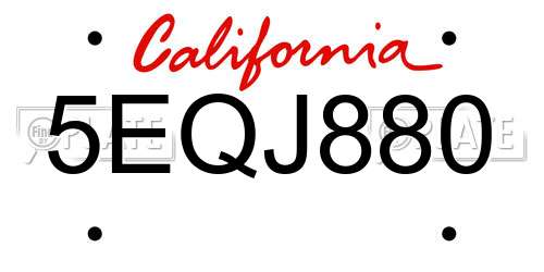 5EQJ880 California License Plate