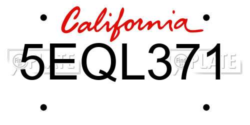 5EQL371 California License Plate