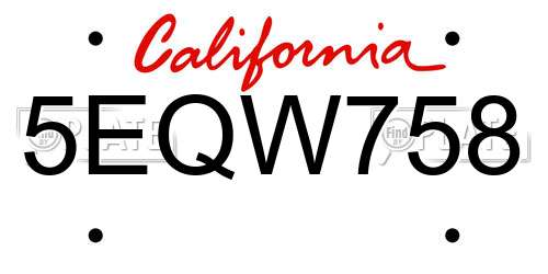 5EQW758 California License Plate